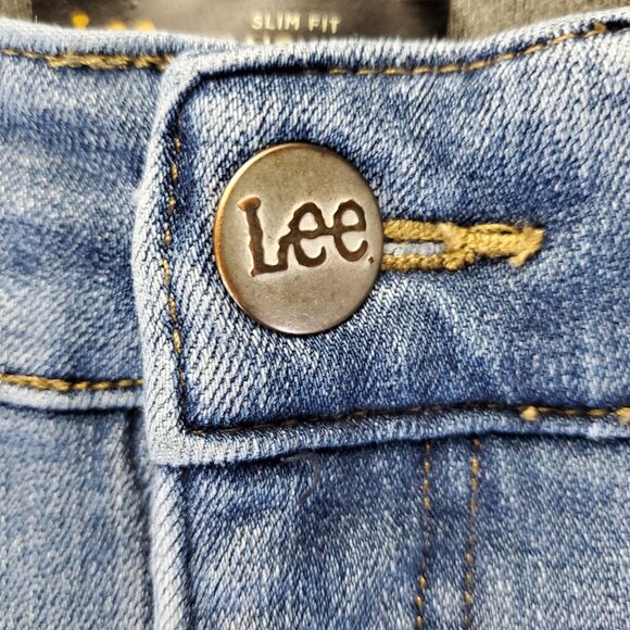 Lee Jeans Womens 20W Blue Slim Fit Straight Leg Mid Rise Plus Size Stretch Denim - Picture 9 of 12